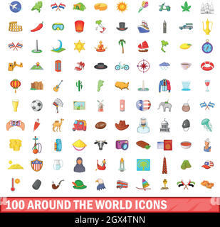 100 world icons set, cartoon style Stock Vector Image & Art - Alamy