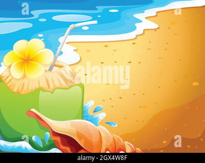 A refreshing drink at the beach Stock Vector