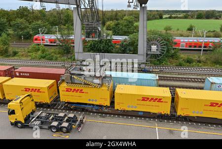 Container Train Db DHL Container Freight Station Stock Photo - Alamy