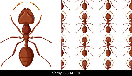 Working ant and seamless background Stock Vector