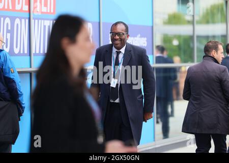 MANCHESTER, UK. OCT 4TH Kwasi Kwarteng MP, Secretary of State for Business, Energy and Industrial Strategy, on day two of the Conservative Party Conference at Manchester Central, Manchester on Monday 4th October 2021. (Credit: MI News) Credit: MI News & Sport /Alamy Live News Stock Photo