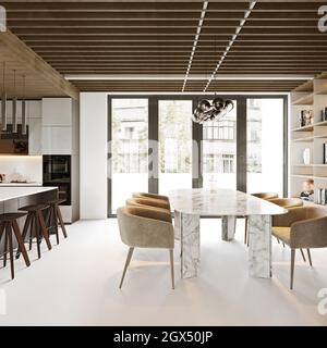 3d render of luxury home interior living room Stock Photo