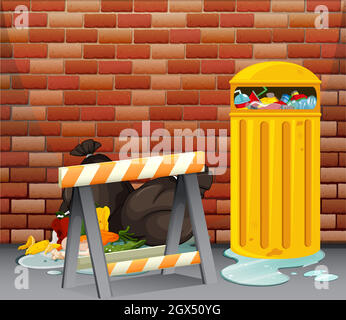 Scene with dirty trash on the floor Stock Vector