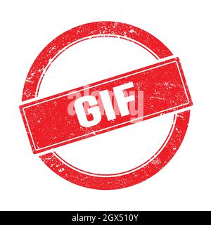 GIF text on red grungy vintage round rubber stamp Stock Photo - Alamy