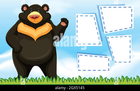 Bear on note template Stock Vector