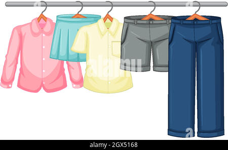 Isolated clothes on the rack display Stock Vector