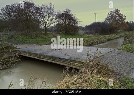 Old cattle crossing bridge. A stretch of the River Crouch  between the bridge at London Road and the bridge at Castledon Road in Wickford Essex. Stock Photo