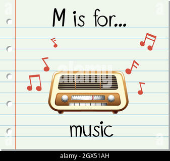 Flashcard letter M is for music Stock Vector