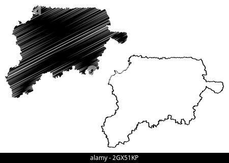 Jalgaon district (Maharashtra State, Nashik Division, Republic of India) map vector illustration, scribble sketch Jalgaon map Stock Vector