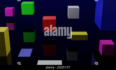 3D pattern Colorful composition with cube shapes on black background Stock Photo