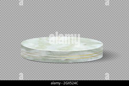 green marble with gold rings podium on transparent background. concept scene stage showcase for new product, advertising sale, banner, discount, prese Stock Vector