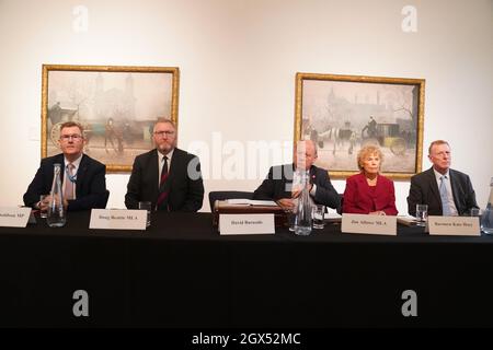 (left to right) DUP leader Sir Jeffrey Donaldson, UUP leader Doug Beattie, Jim Allister, Kate Hoey and David Trimble at a fringe event at the Conservative Party Conference in Manchester. Picture date: Monday October 4, 2021.