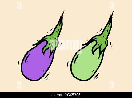 Eggplant Purple Vegetable In Flat Style Stock Illustration - Download Image  Now - Eggplant, Emoticon, Vector - iStock