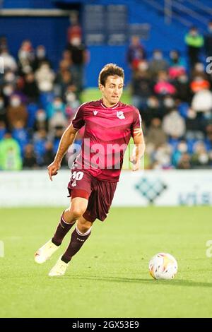 Getafe, Spain. 03rd Oct, 2021. Mikel Oyarzabal in action during the La Liga Santander 2021/2022 match between Getafe CF and Real Sociedad at Coliseum Alfonso Pérez. Final score; Getafe CF 1:1 Real Sociedad. (Photo by Francis Gonzalez/SOPA Images/Sipa USA) Credit: Sipa USA/Alamy Live News Stock Photo