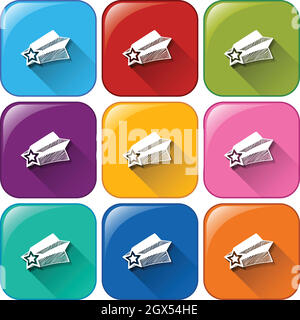 Buttons with falling stars Stock Vector