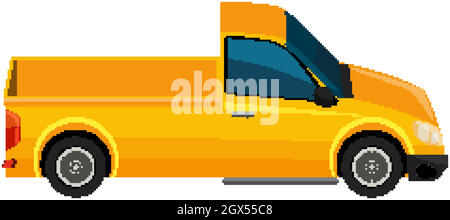 One yellow truck on white background Stock Vector