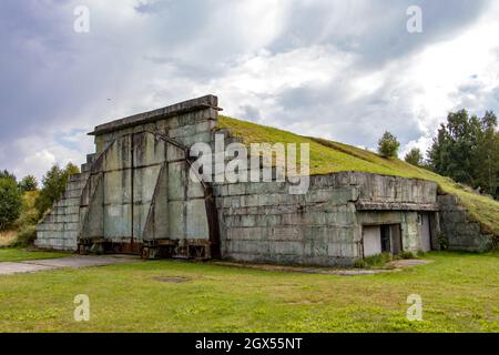 Hangars at a former military airport in northern Czech republic, used by the Soviet army. Stock Photo