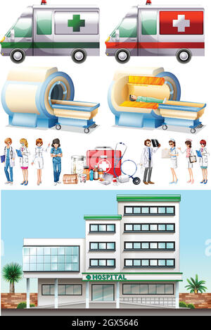 Hospital and medical elements Stock Vector