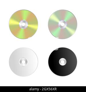 Cd, dvd isolated icon. Compact disc realistic set Stock Vector