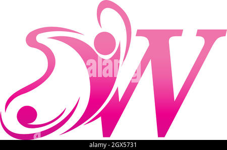 Letter W butterfly and success human icon logo design illustration Stock Vector