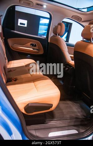 Rear seats of the Nio ES8 electric SUV. Stock Photo