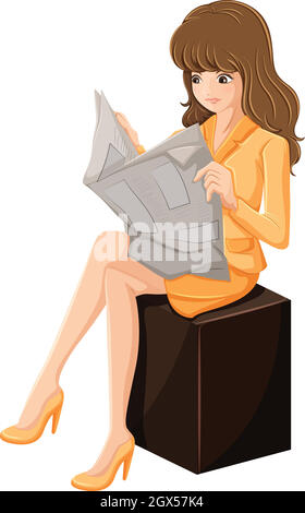 A businesswoman reading a newspaper Stock Vector