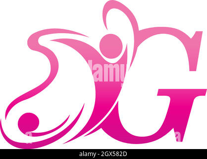 Letter G butterfly and success human icon logo design illustration Stock Vector