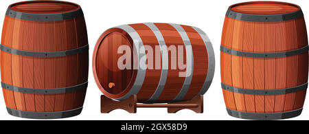 A Set of Oak Barrel Stock Vector