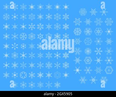 100 Snowflake elements design set in vectors Stock Vector