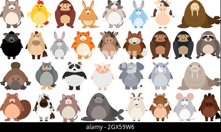 Set of cute cartoon character Stock Vector