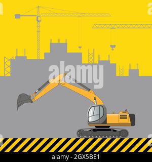 Excavator. Construction machinery Stock Vector
