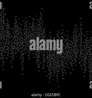 Falling numbers, big data concept. Binary white disorderly flying digits. Delicate futuristic banner on black background. Digital vector illustration Stock Vector