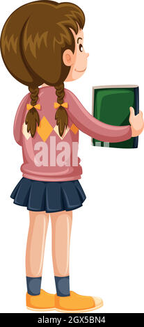 Girl holding green book Stock Vector