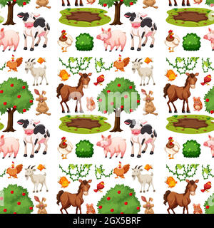 Seamless pattern with cute cows. Background with farm animals. Wallpaper,  packaging. Flat vector illustration 9456891 Vector Art at Vecteezy