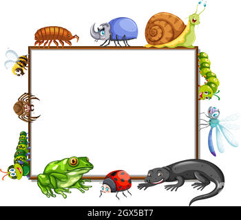 Border template with many insects illustration Stock Vector Image & Art ...