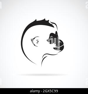 Vector of northern white-cheeked gibbon head design on white background. Wild Animals. Easy editable layered vector illustration. Stock Vector
