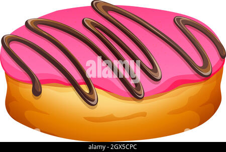 Doughnut with strawberry frosting Stock Vector