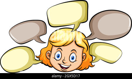 Girl with many callouts Stock Vector