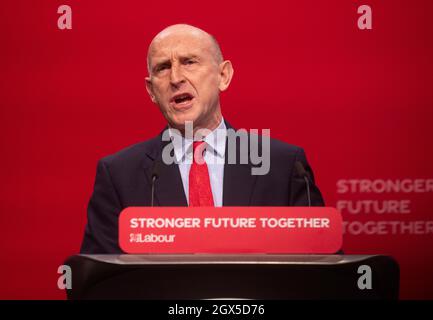 John Healey, Shadow Secretary of State for Defence, at the Labour Party Conference in Brighton. Stock Photo