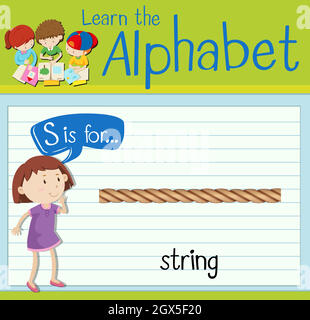 Flashcard letter S is for string Stock Vector