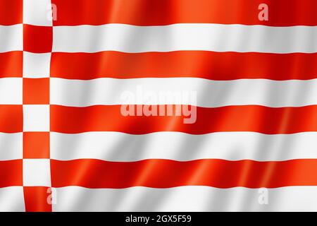 Bremen state flag, Germany waving banner collection. 3D illustration Stock Photo