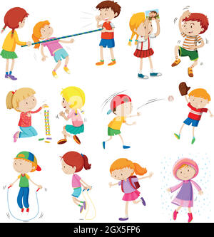 Children doing different activities Stock Vector