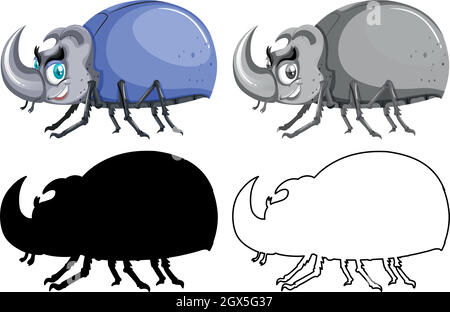 Set of beetle bug Stock Vector