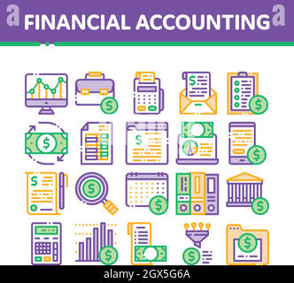 Financial Accounting Collection Vector Icons Set Stock Vector