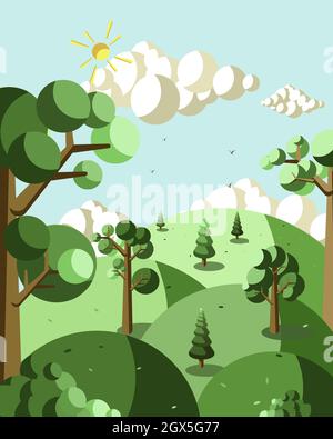 Natural landscape illustration vector, design for theme nature Stock Vector