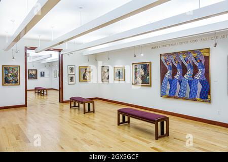Washington DC,Howard University,historically Black HBCU campus,Porter Gallery of Afro-American Art,exhibit exhibition collection paintings interior in Stock Photo