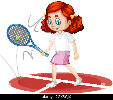 One happy girl playing tennis Stock Vector