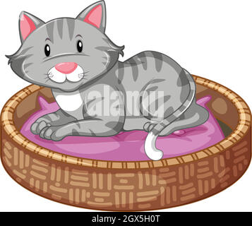 Cat sleeping in the bed Stock Vector