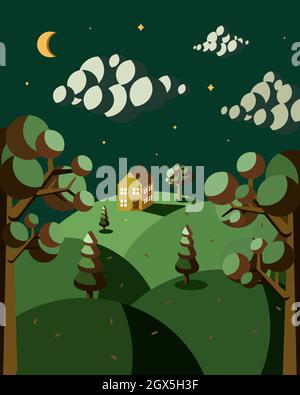 Natural landscape night vector Stock Vector