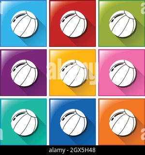 Colourful buttons with balls Stock Vector